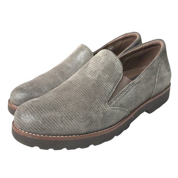 Earthies Alamada Printed Suede Gray Suede ALAMADA Loafer Flats Shoes Size 8 - Picture 1 of 13